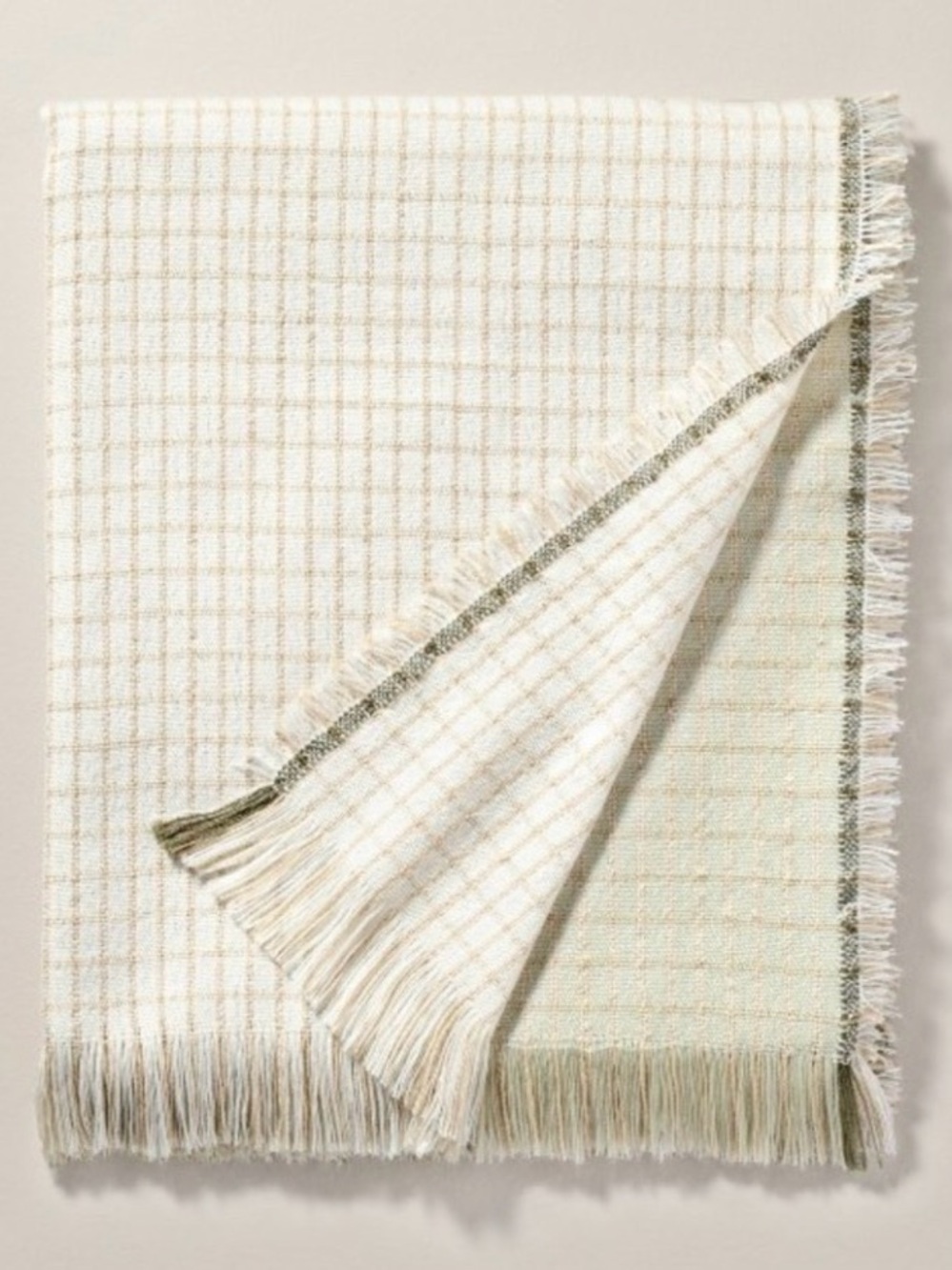 Hearth & Hand Mint Green and Cream Woven Throw 50 in x 60 in NWT